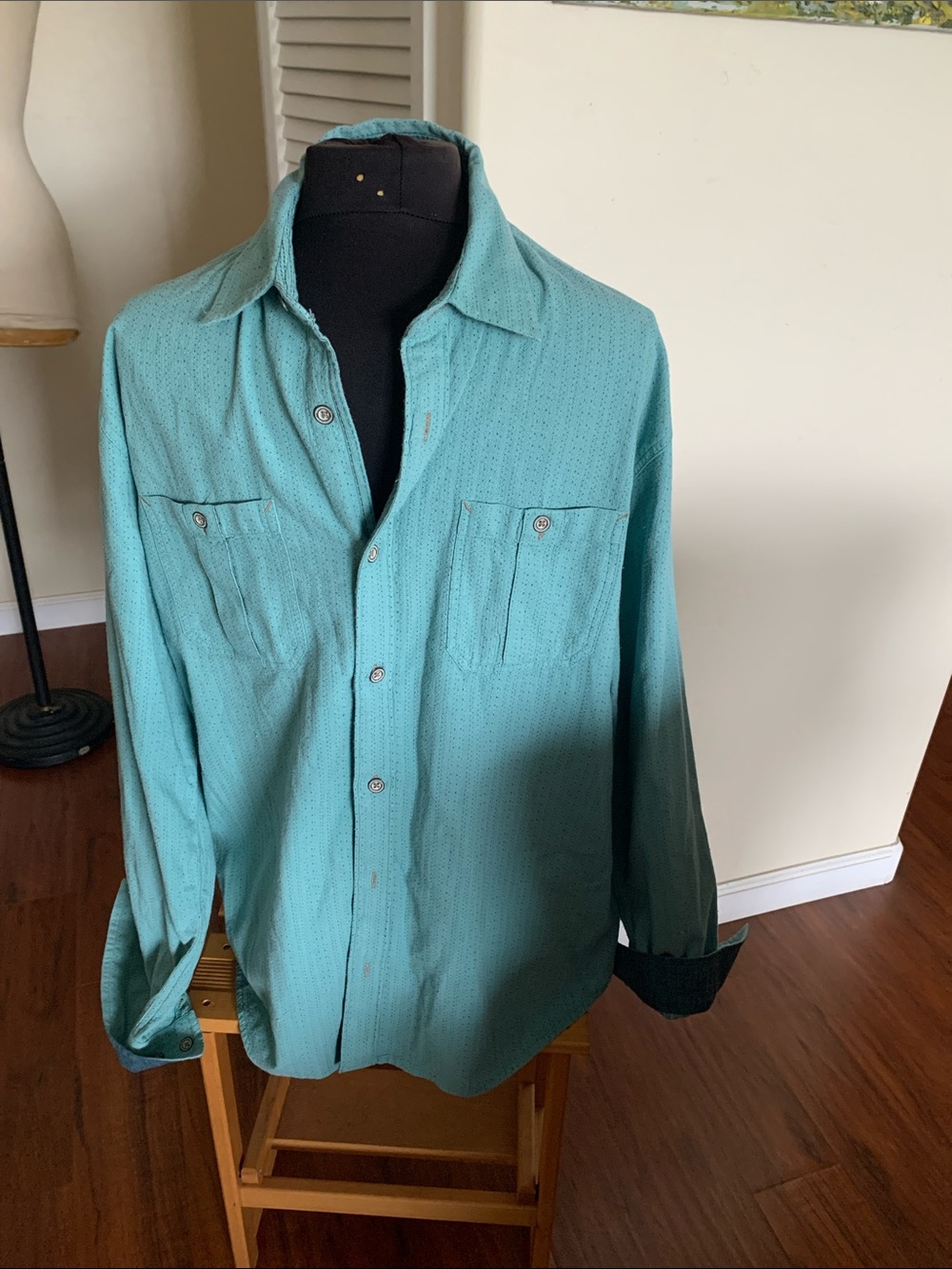 Men's Teal Button-Up Shirt Jacket - Teal
